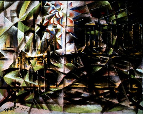 Giacomo Balla Speeding Automobile Auto en Course Etude de Vitesse Oil on Board 1913